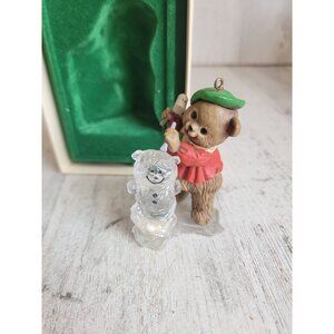 Hallmark ice sculpture beaver carve vintage ornament Xmas